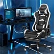 Costway PU and Metal Swivel Massage Gaming Chair with Footrest in White