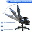Costway PU Metal Massage LED Gaming Chair w/ Lumbar Support & Footrest in Blue