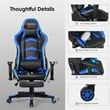 Costway PU Metal Massage LED Gaming Chair w/ Lumbar Support & Footrest in Blue