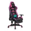 Costway PU Metal Massage LED Gaming Chair with Lumbar Support & Footrest in Pink