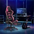 Costway PU Metal Massage LED Gaming Chair with Lumbar Support & Footrest in Pink