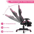 Costway PU Metal Massage LED Gaming Chair with Lumbar Support & Footrest in Pink