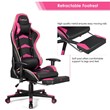 Costway PU Metal Massage LED Gaming Chair with Lumbar Support & Footrest in Pink