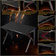 Costway K-Shaped MDF and Steel Computer Table with Cup Holder in Black