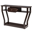 Costway 3-tier Contemporary MDF Console Table with Drawer in Brown