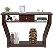 Costway 3-tier Contemporary MDF Console Table with Drawer in Brown