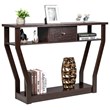 Costway 3-tier Contemporary MDF Console Table with Drawer in Brown