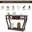 Costway 3-tier Contemporary MDF Console Table with Drawer in Brown