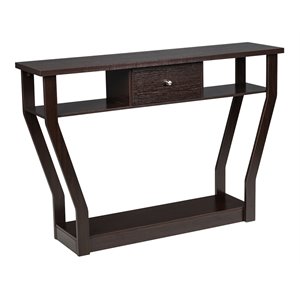 Costway 3-tier Contemporary MDF Console Table with Drawer in Brown