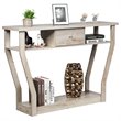 Costway 3-tier Contemporary MDF Console Table with Drawer in Gray