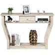 Costway 3-tier Contemporary MDF Console Table with Drawer in Gray