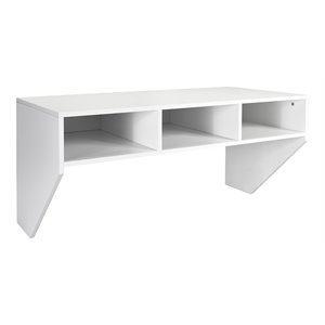 costway contemporary mdf wall mounted floating computer desk in white