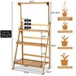 Costway 3-tier Contemporary Bamboo Hanging Folding Plant Shelf Stand in Natural