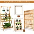 Costway 3-tier Contemporary Bamboo Hanging Folding Plant Shelf Stand in Natural