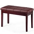 Costway Contemporary Solid Wood and PU Leather Piano Bench in Brown