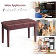 Costway Contemporary Solid Wood and PU Leather Piano Bench in Brown