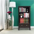 Costway 3-Shelf Contemporary MDF Adjustable Bookcase with 2 Drawers in Black