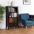 Costway 3-Shelf Contemporary MDF Adjustable Bookcase with 2 Drawers in Black
