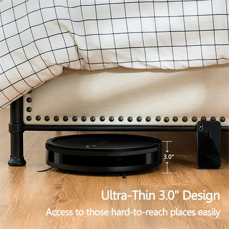 Costway Contemporary ABS Sweeping Robot Vacuum Cleaner in Black