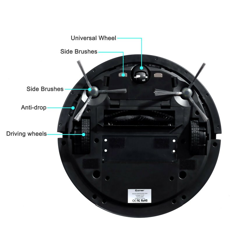 Costway Contemporary ABS Sweeping Robot Vacuum Cleaner in Black