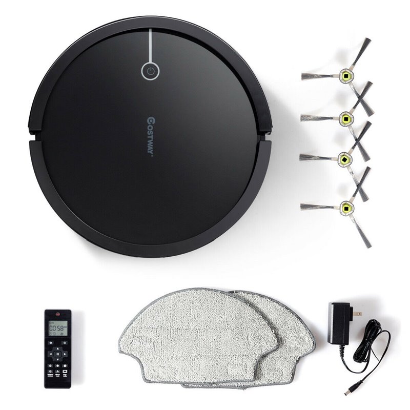 Costway Contemporary ABS Sweeping Robot Vacuum Cleaner in Black