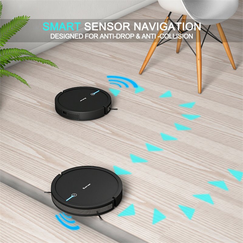 Costway Contemporary ABS Sweeping Robot Vacuum Cleaner in Black