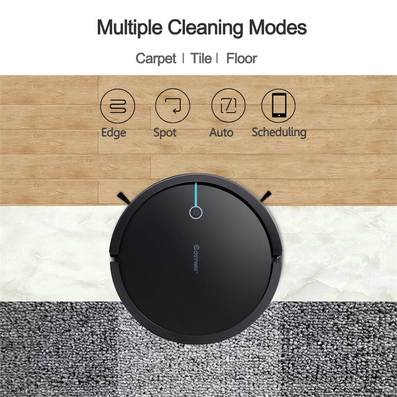 Costway Contemporary ABS Sweeping Robot Vacuum Cleaner in Black