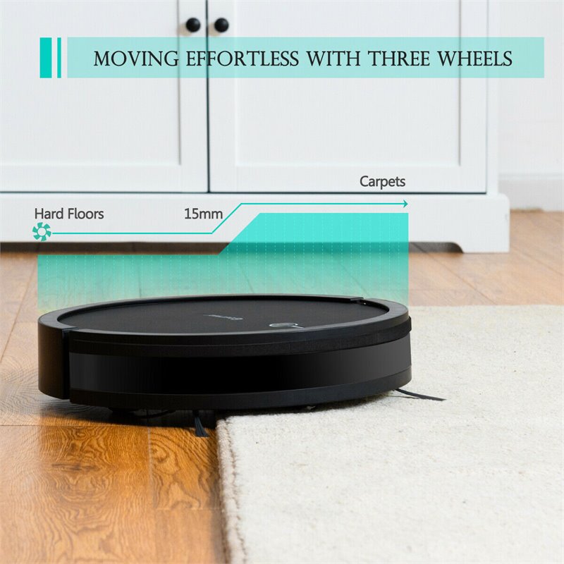 Costway Contemporary ABS Sweeping Robot Vacuum Cleaner in Black
