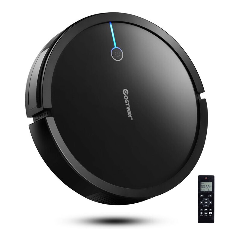 Costway Contemporary ABS Sweeping Robot Vacuum Cleaner in Black