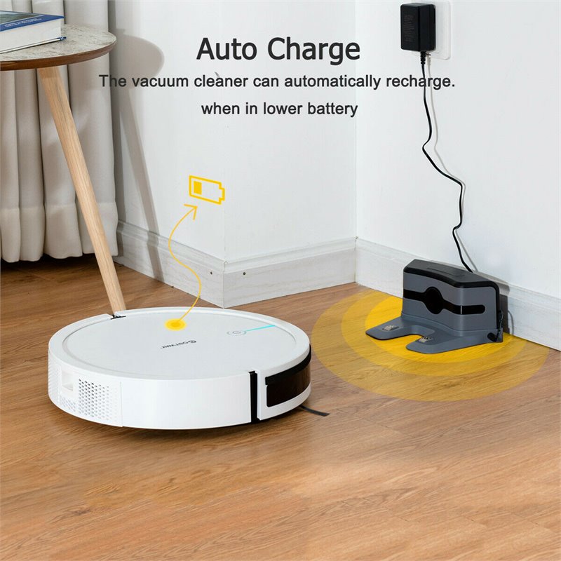 Costway Contemporary ABS Sweeping Robot Vacuum Cleaner in White