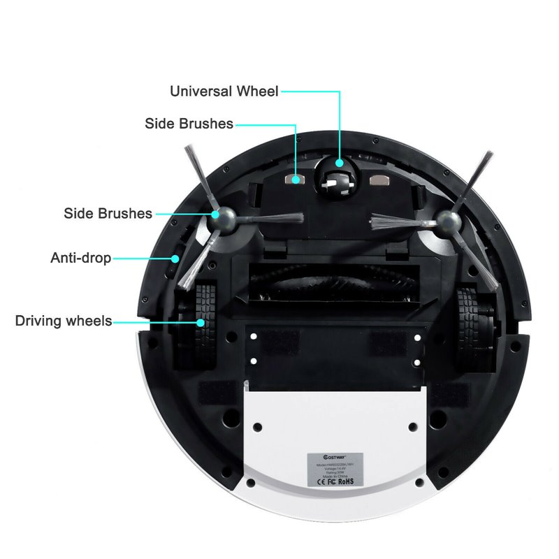 Costway Contemporary ABS Sweeping Robot Vacuum Cleaner in White