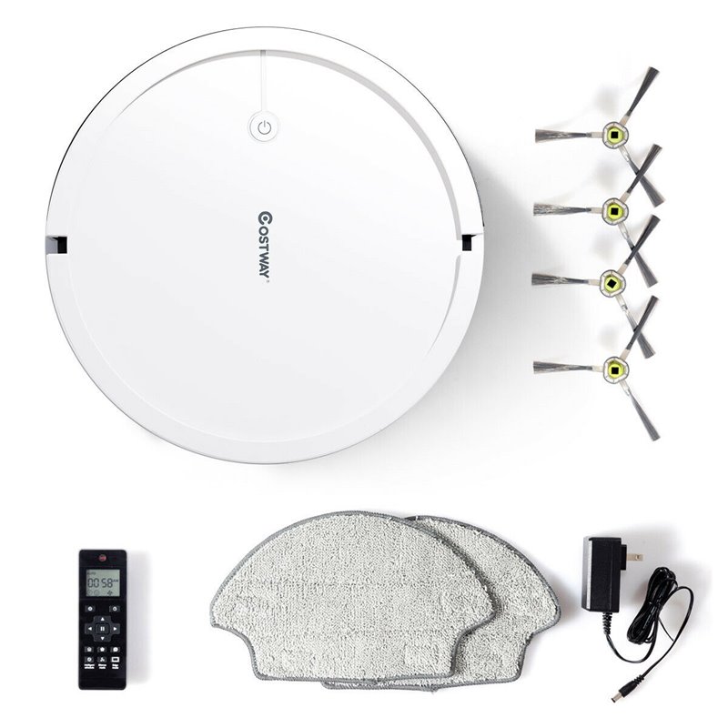 Costway Contemporary ABS Sweeping Robot Vacuum Cleaner in White