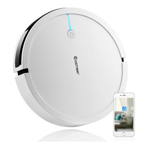 costway contemporary abs alexa voice control robot vacuum cleaner in white