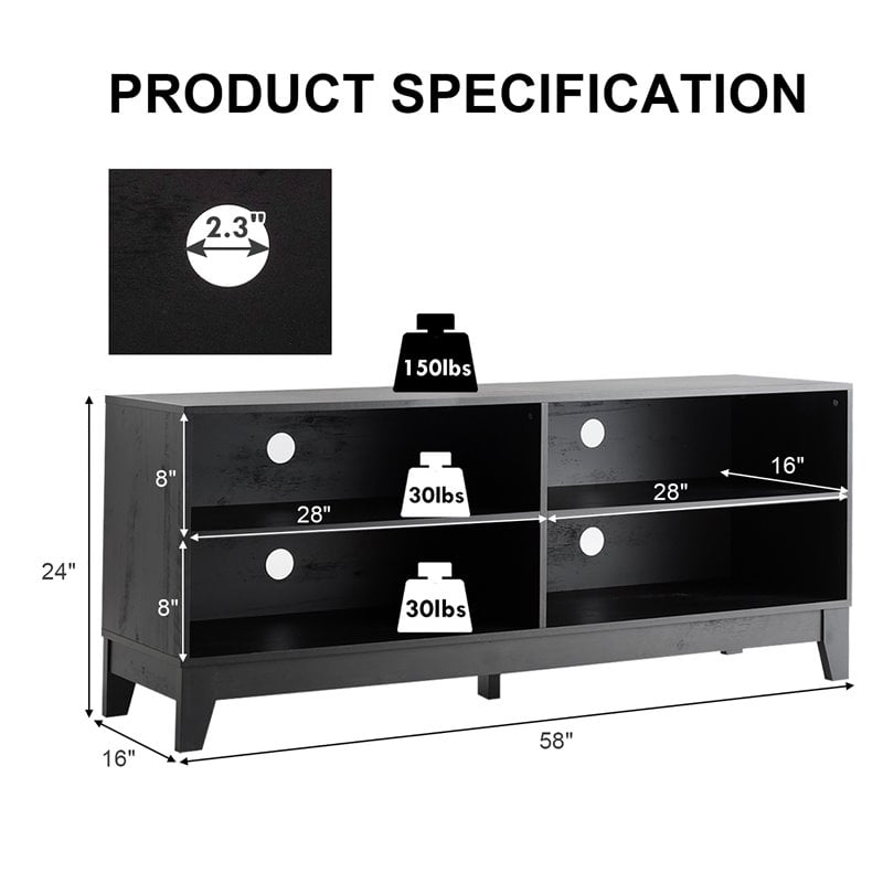 Costway Wood TV Stand/Entertainment Media Center for TVs up to 58