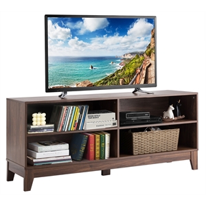 Costway Wood TV Stand/Entertainment Media Center for TVs up to 58&quot in Walnut