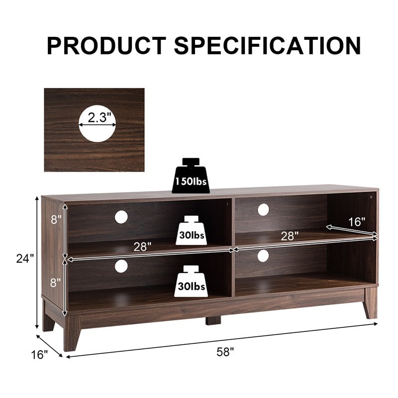 Costway Wood TV Stand/Entertainment Media Center for TVs up to 58