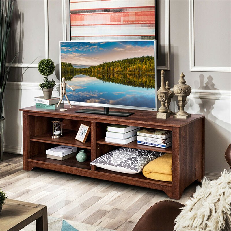 Costway Wood TV Stand/Entertainment Media Center for TVs up to 58