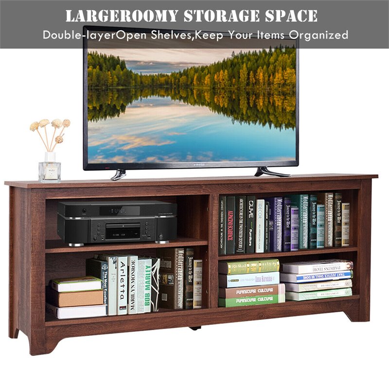 Costway Wood TV Stand/Entertainment Media Center for TVs up to 58