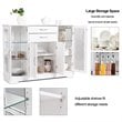 Costway Contemporary Density Board Buffet with Glass Door Drawers in White