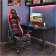Costway PU Metal Massage LED Gaming Chair with Lumbar Support & Footrest in Red