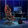 Costway PU Metal Massage LED Gaming Chair with Lumbar Support & Footrest in Red