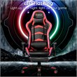 Costway PU Metal Massage LED Gaming Chair with Lumbar Support & Footrest in Red