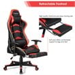 Costway PU Metal Massage LED Gaming Chair with Lumbar Support & Footrest in Red