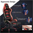 Costway PU Metal Massage LED Gaming Chair with Lumbar Support & Footrest in Red