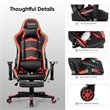 Costway PU Metal Massage LED Gaming Chair with Lumbar Support & Footrest in Red