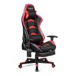 Costway PU Metal Massage LED Gaming Chair with Lumbar Support & Footrest in Red