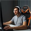 Costway PU Iron Massage Gaming Chair with Lumbar Support & Footrest in Orange