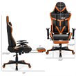 Costway PU Iron Massage Gaming Chair with Lumbar Support & Footrest in Orange