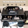 Costway MDF Vanity Makeup Dressing Set with 8 Dimmable Bulbs Mirror in Black