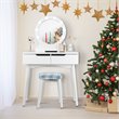 Costway MDF Vanity Makeup Dressing Set with 8 Dimmable Bulbs Mirror in White